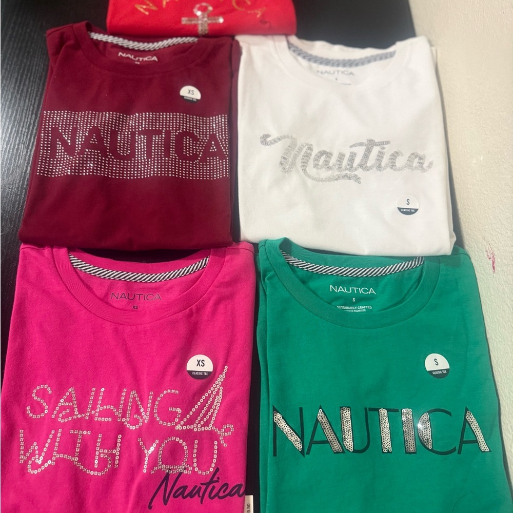 Nautica Women's T-Shirts - Red, White, Green, Pink
